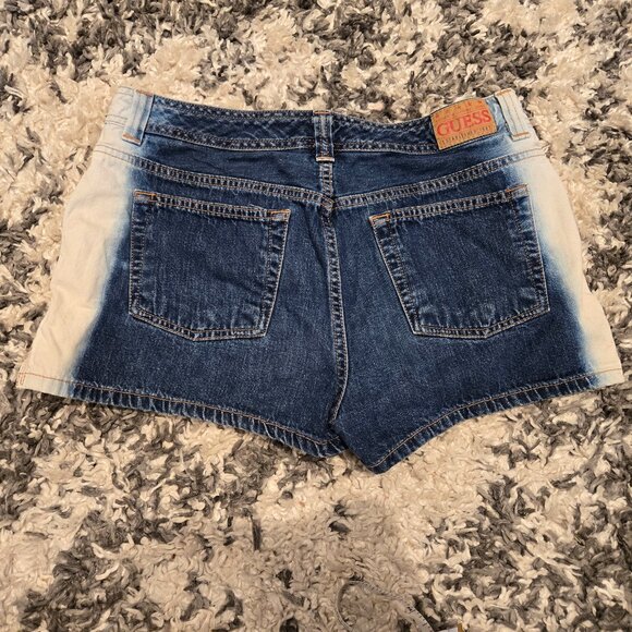 GUESS Tradition Bleach Wash Denim Shorts | Size 32 | Blue - Picture 2 of 3